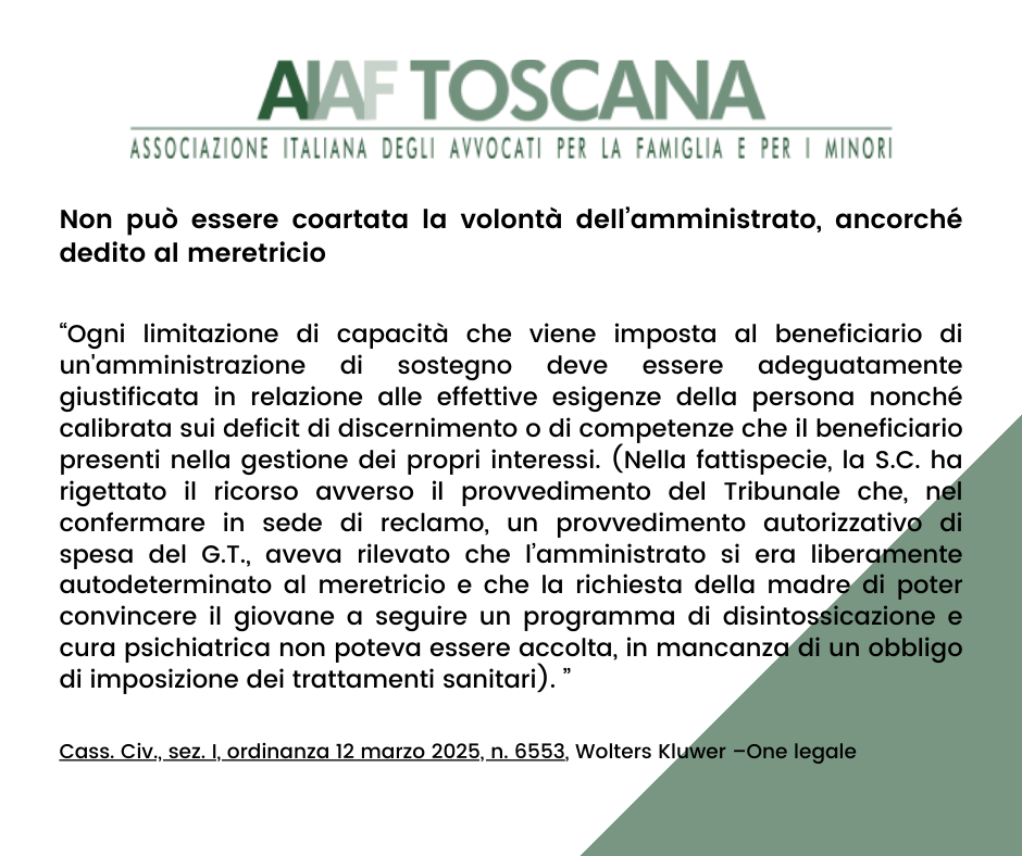 Rassegna giurisprudenziale: Non può essere coartata la volontà dell’amministrato, ancorché dedito al meretricio